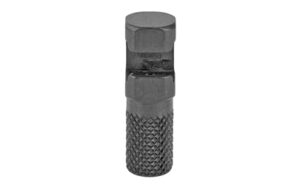 Black knurled metal bolt, detailed and textured