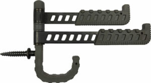 Hunting tree stand accessory hook for bow storage