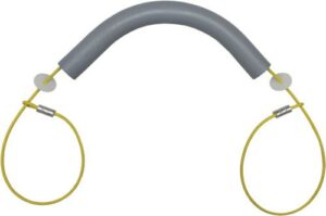 Gray cable with yellow loops on each side.