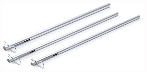Three metal rods with locking pins