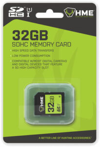 HME 32GB SDHC memory card packaging