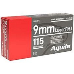Aguila Handgun Ammunition 9mm Luger 115 gr FMJ 1150 fps 1000/ct Case