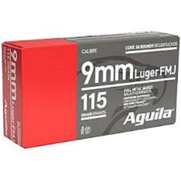 Aguila Handgun Ammunition 9mm Luger 115 gr FMJ 1150 fps 1000/ct Case