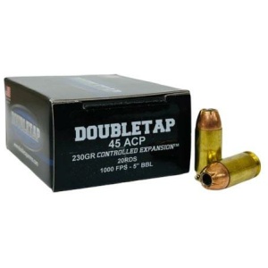 Double Tap Controlled Expansion Handgun Ammunition 45 Auto 230gr JHP 1000 fps 20/ct