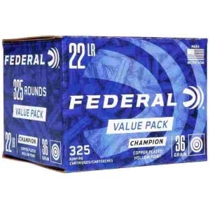 Federal Champion Rimfire Value Pack Ammunition .22LR 36gr CPHP 1260 fps 325/ct