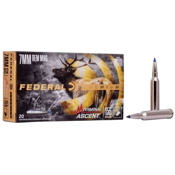 Federal Terminal Ascent Rifle Ammunition 7mm Rem Mag 155 gr 3000 fps 20/ct