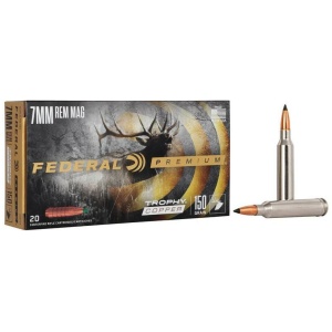 Federal Trophy Copper Rifle Ammunition 7mm Rem Mag 150gr HP 3025 fps 20/ct