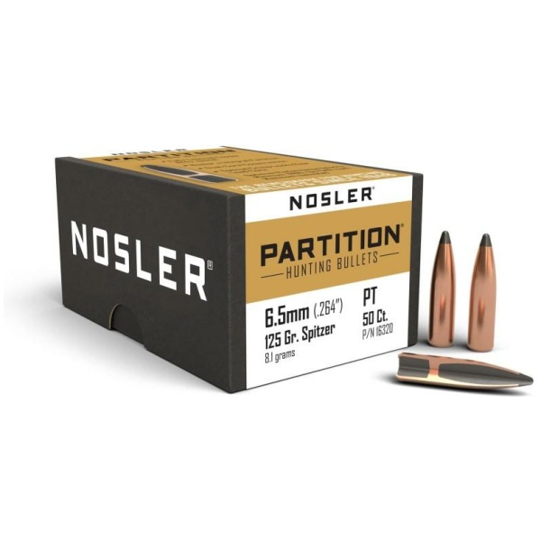 Nosler Partition Rifle Bullets 6.5mm .264" 125 gr SPT 50/ct