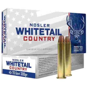 Nosler Whitetail Country Rifle Ammunition 45-70 Govt 300gr LFN 1950 fps 20/ct