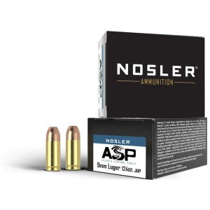 Nosler Match Grade Handgun Ammo 9mm Luger 124 gr JHP 1150 fps 20/ct