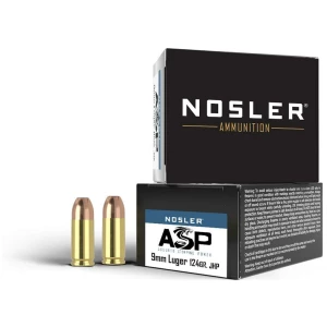 Nosler Match Grade Handgun Ammo 9mm Luger 124 gr JHP 1150 fps 20/ct