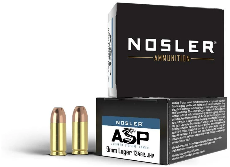 Nosler Match Grade Handgun Ammo 9mm Luger 124 gr JHP 1150 fps 20/ct