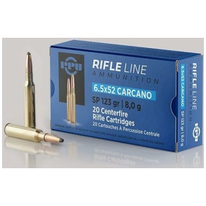 PPU Rifle Ammunition 6.5x52mm Carcano 123 gr SP 2690 fps - 20/ct