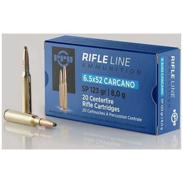 PPU Rifle Ammunition 6.5x52mm Carcano 123 gr SP 2690 fps - 20/ct