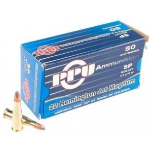 PPU Rifle Ammunition .22 Rem Jet Magnum 45 gr SP 770 fps  50/ct