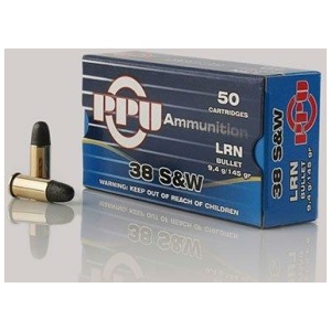 PPU Handgun Ammunition .38 S&W 145 gr LRN 689 fps 50/ct