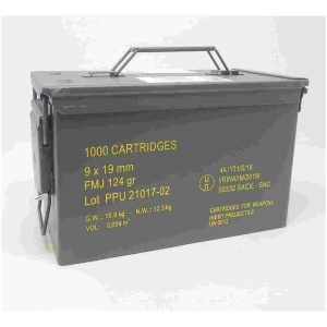PPU Rangemaster Ammunition 9mm Luger 124gr FMJ 1263 fps 1000/ct (Metal Can)