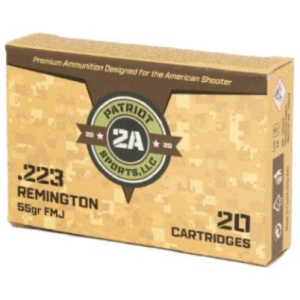 Patriot Sports Rifle Ammunition .223 Rem 55gr FMJ 3280 fps 20/ct