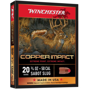 Winchester Copper Impact Slug Shotshells 20 ga 2-3/4" 3/4 oz 1600 fps Slug 5/ct