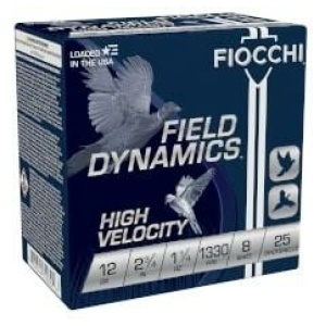 Fiocchi High Velocity Shotshells 12ga 2-3/4 1-1/4oz 1330 fps #8 25/ct