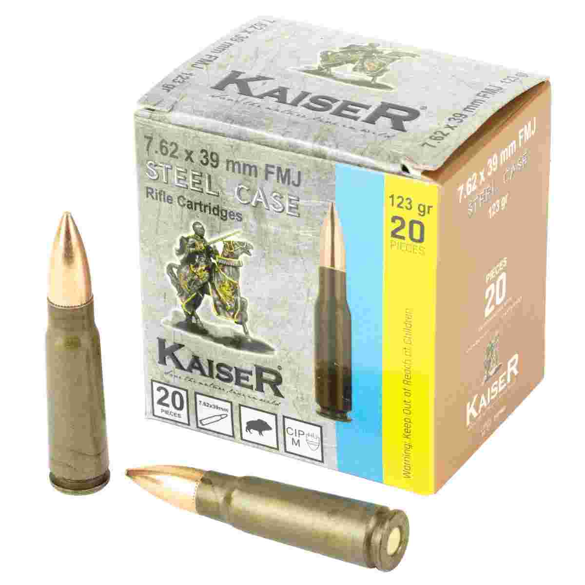 Century Arms AM8313 Kaiser Rifle Ammunition 7.62x39 123gr FMJ 20/ct