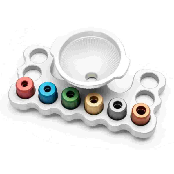 Colorful pen holder with ceramic bowl on tray