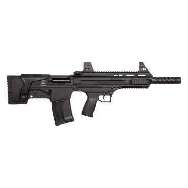 Black tactical semi-automatic rifle, side view