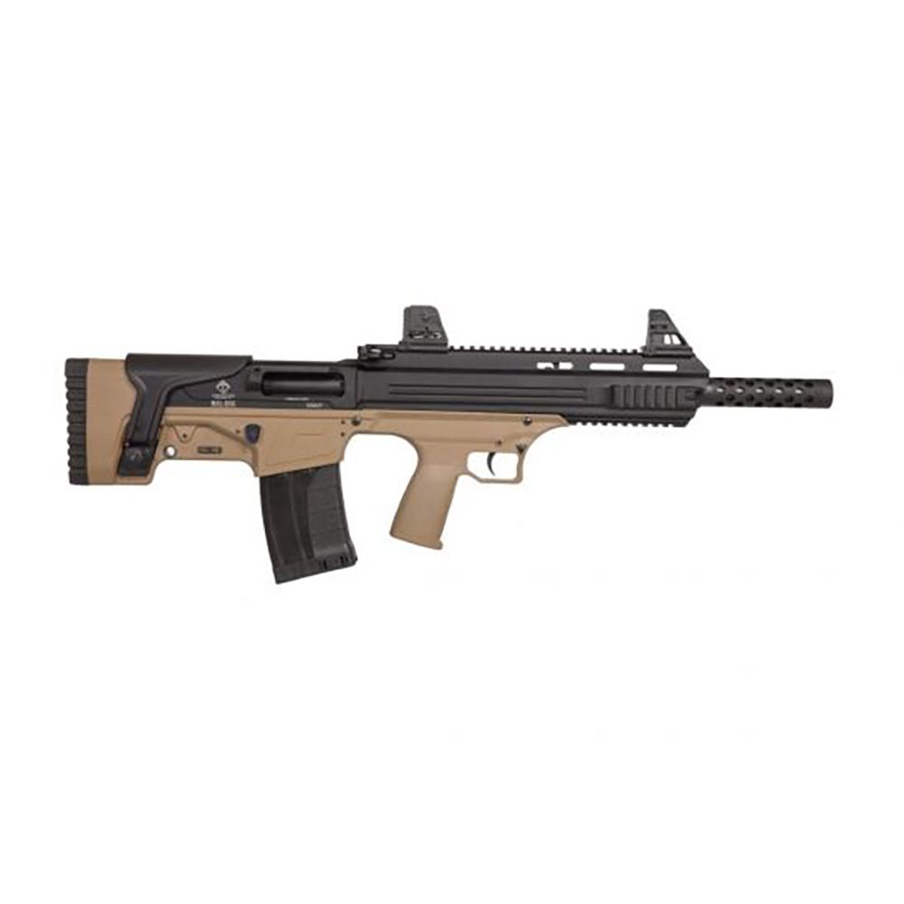 Bullpup shotgun with tan and black design