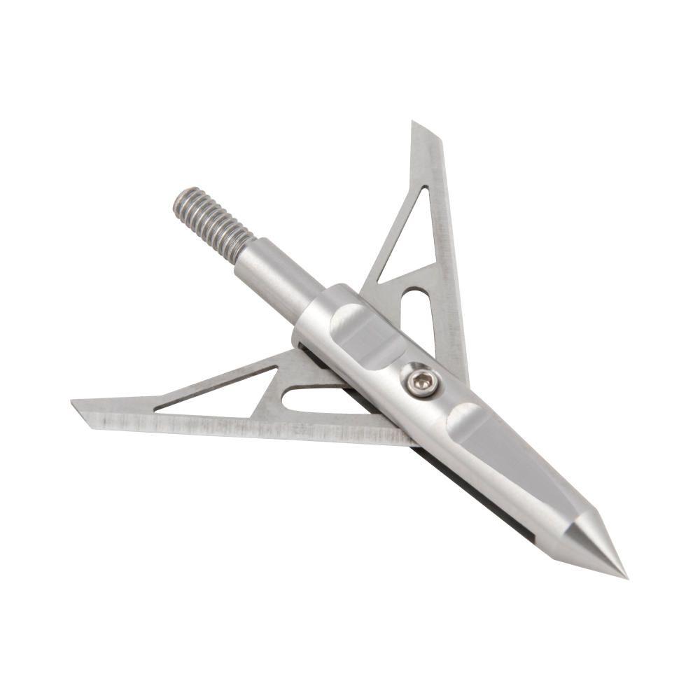 Metal archery broadhead with three sharp blades