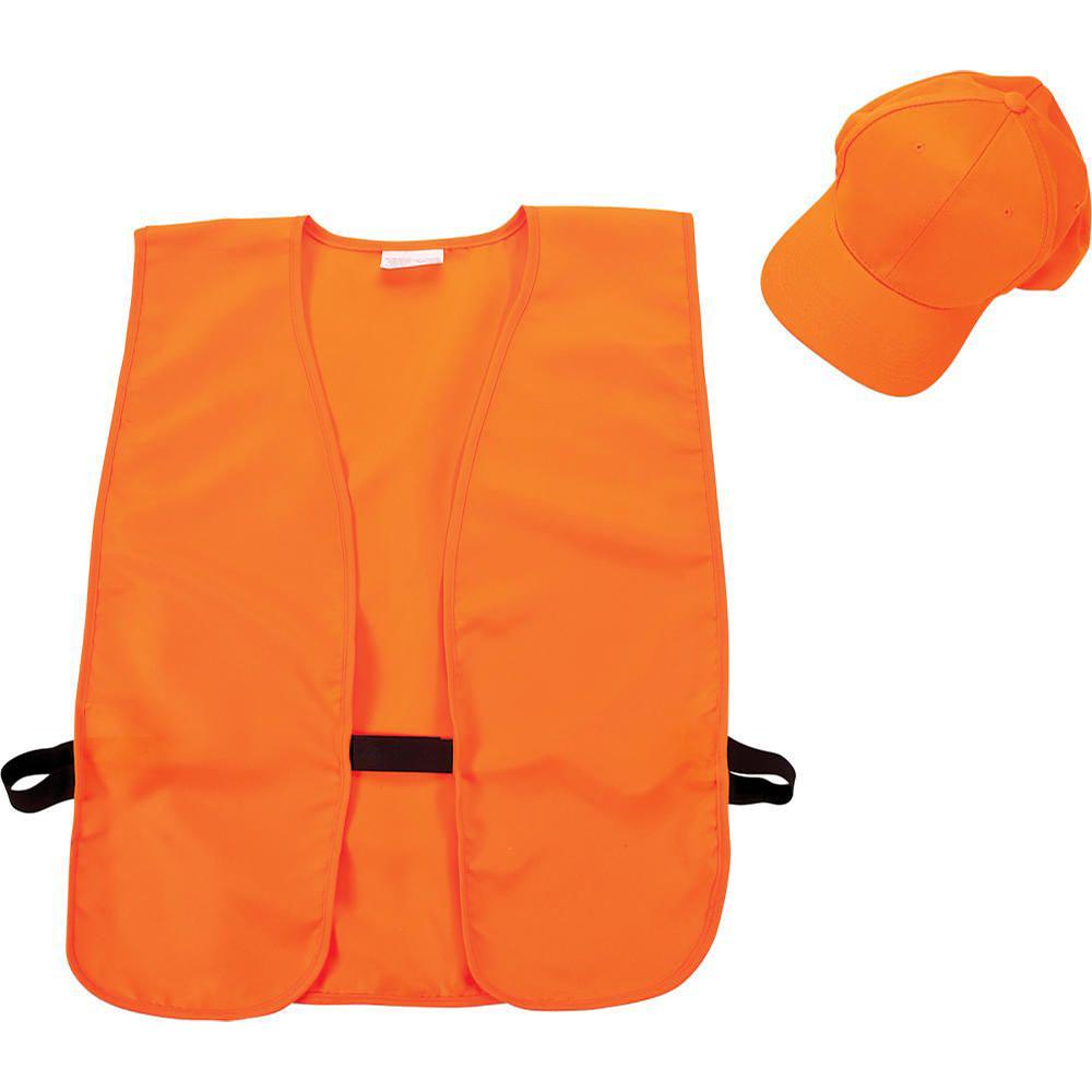 Orange safety vest and cap