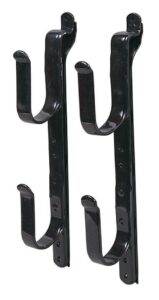 Black metal wall-mounted storage hooks