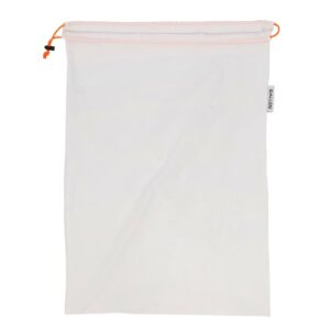 White drawstring bag with orange cord