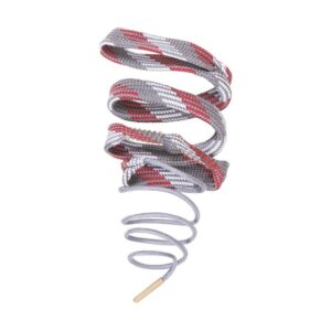 Red and gray shoelace in spiral shape