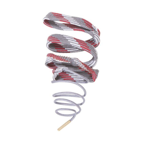 Red and gray shoelace in spiral shape