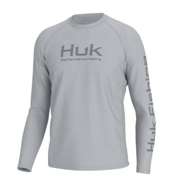 Gray long-sleeve Huk Performance Fishing shirt