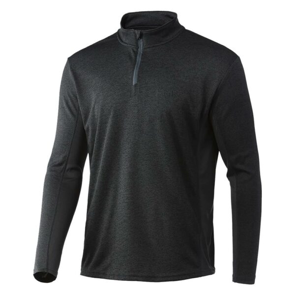 Gray long-sleeve quarter-zip pullover shirt