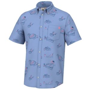 Light blue shirt with playful sketches design.