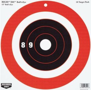 Red and black bullseye target with numbers.