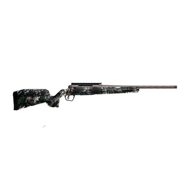 Camouflage hunting rifle with long barrel