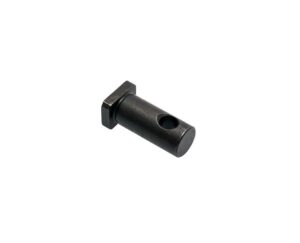Black metal pin with square head.