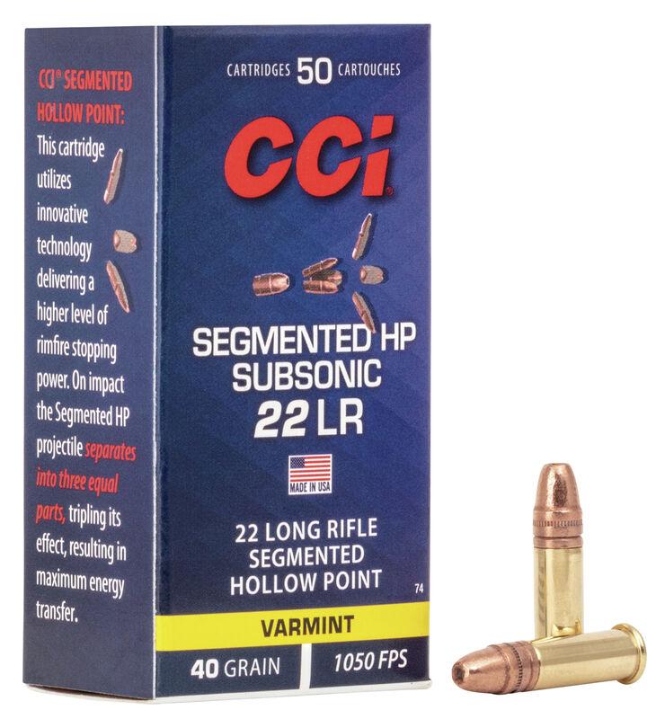 CCI segmented HP subsonic 22 LR ammunition