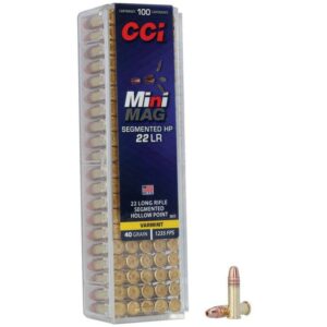 CCI Mini-Mag 22 LR ammo box and bullet