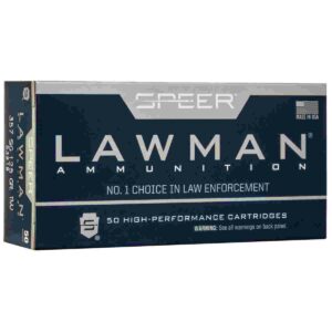 Speer Lawman ammunition box, 50 high-performance cartridges.