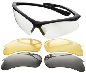 Interchangeable lens sports glasses with frames