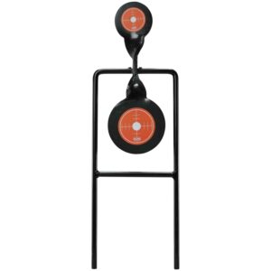 Metal target stand with bullseye markings