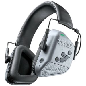 Noise-canceling earmuffs with Bluetooth controls.