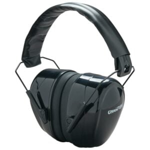 Black noise-cancelling earmuffs for hearing protection