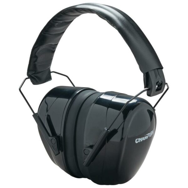 Black noise-cancelling earmuffs for hearing protection