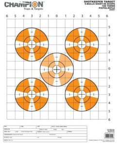 Orange bullseye target with grid for shooting practice.