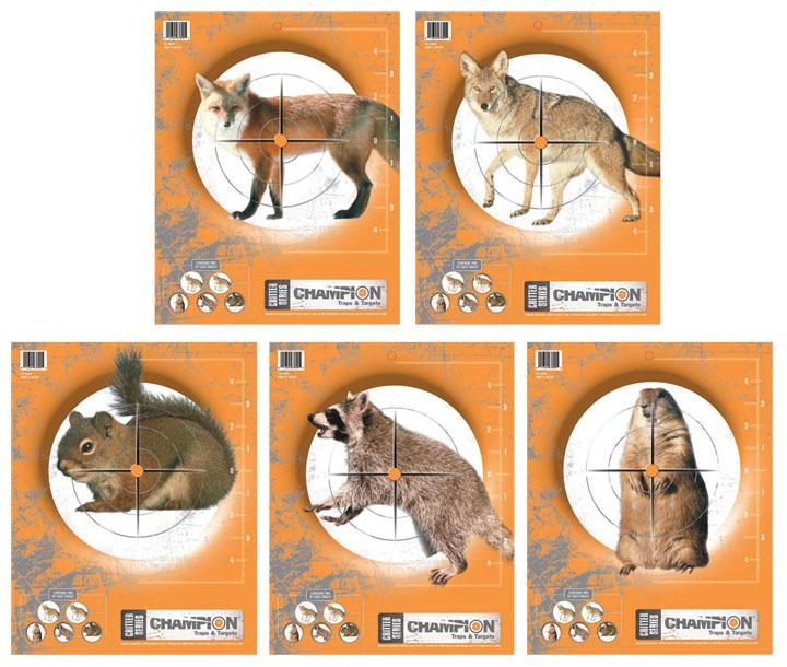 Animal shooting targets on orange background.